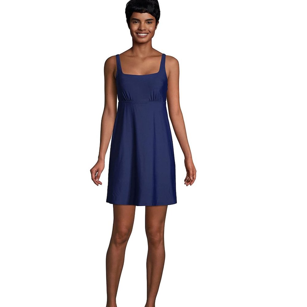 NWT Lands' End Women Square Neck Tummy Control Swimdress Size 18W $140 Y287